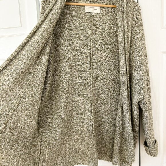 Anthropologie Angel of the North Open Front Chunky Cardigan Sweater Olive S - Picture 4 of 6